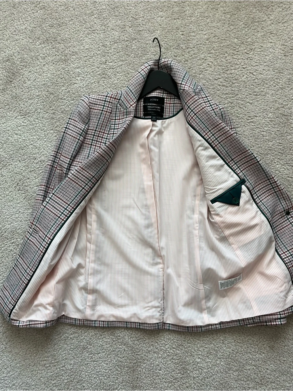 J.Crew Like New Parke Blazer Ivory Plaid Italian Wool AQ234 Size 00